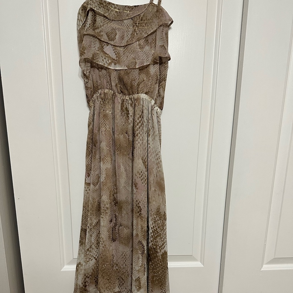 Cream and gold snake skin maxi dress